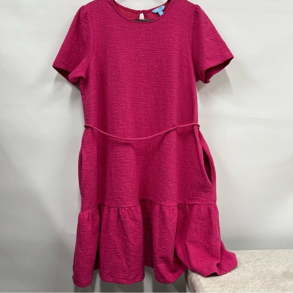 DRAPER JAMES RSVP medium Textured Gauzy Ruffle Mini Dress Pink babydoll - Picture 1 of 11